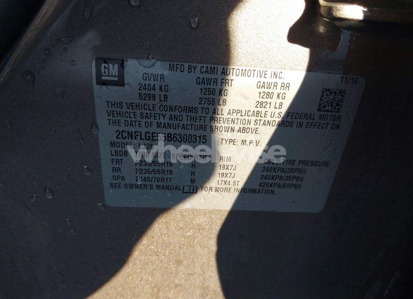 Photo 9 of 2011 Chevrolet Equinox LTZ (VIN 2CNFLGE55B6300315)