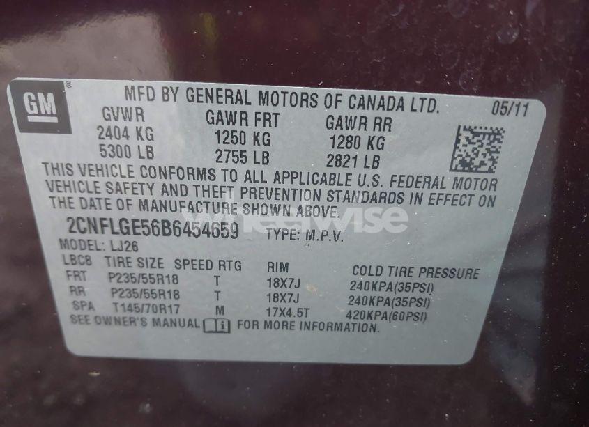 Photo 9 of 2011 Chevrolet Equinox LTZ (VIN 2CNFLGE56B6454659)