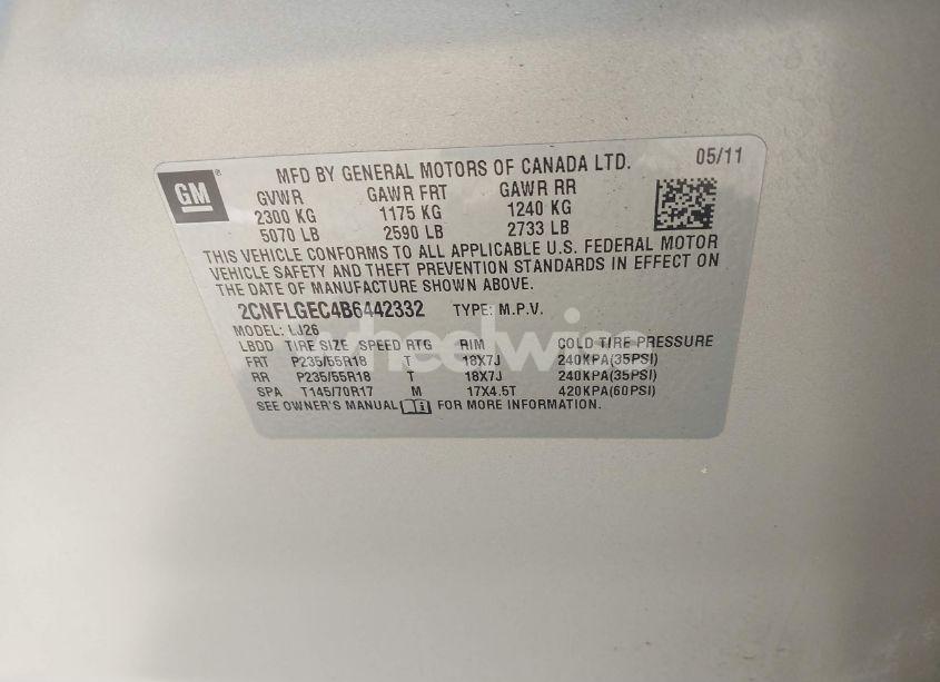 Photo 9 of 2011 Chevrolet Equinox LTZ (VIN 2CNFLGEC4B6442332)