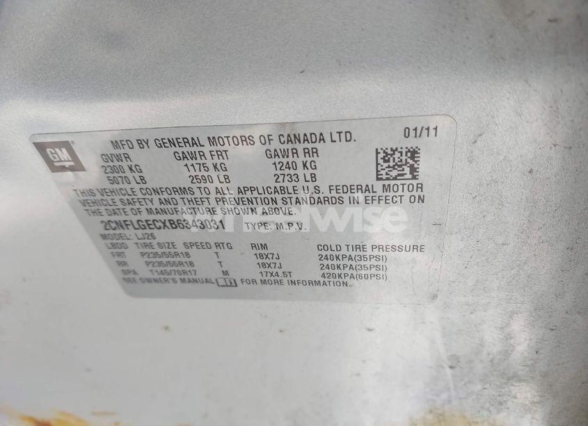 Photo 9 of 2011 Chevrolet Equinox LTZ (VIN 2CNFLGECXB6343031)