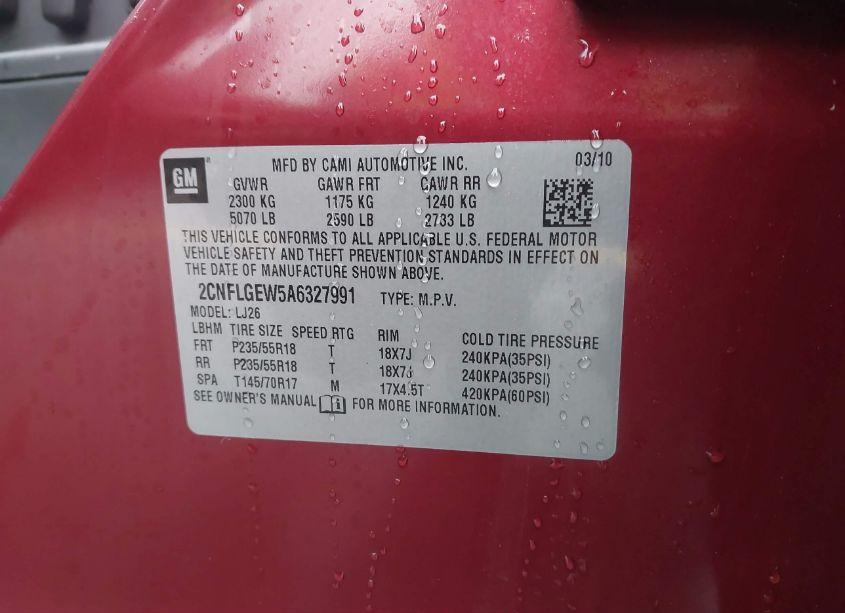 Photo 9 of 2010 Chevrolet Equinox LTZ (VIN 2CNFLGEW5A6327991)