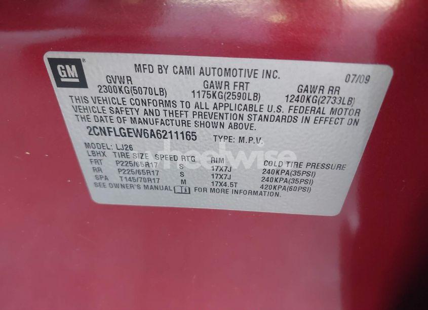 Photo 9 of 2010 Chevrolet Equinox LTZ (VIN 2CNFLGEW6A6211165)