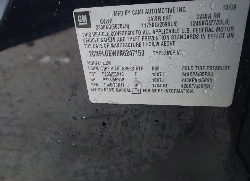 Photo 9 of 2010 Chevrolet Equinox LTZ (VIN 2CNFLGEW8A6247150)