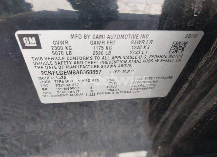 Photo 9 of 2010 Chevrolet Equinox LTZ (VIN 2CNFLGEW8A6368857)