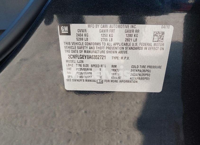 Photo 9 of 2010 Chevrolet Equinox LTZ (VIN 2CNFLGEY0A6352721)