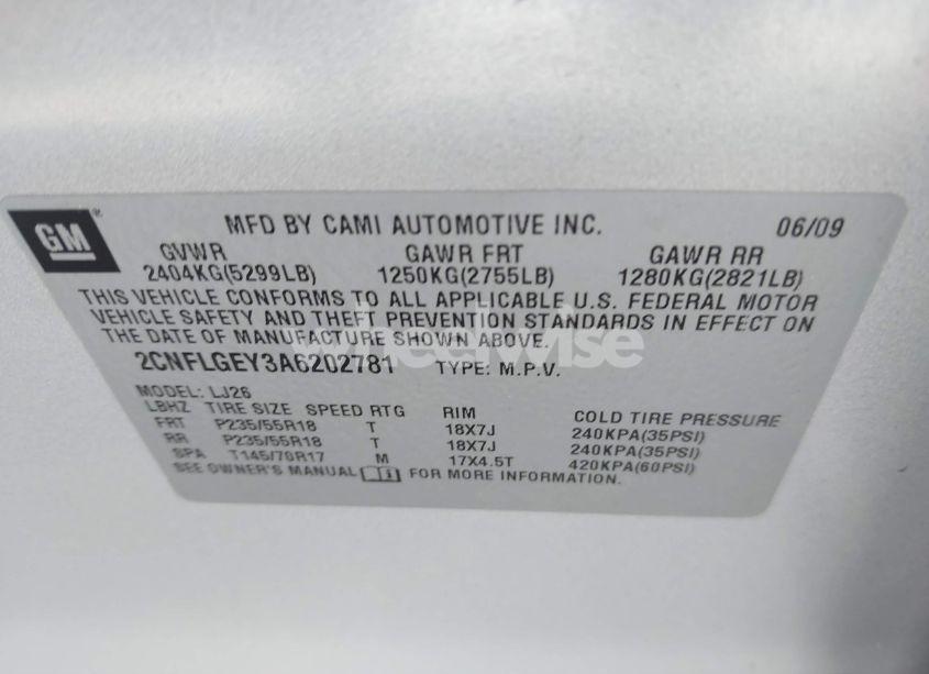 Photo 9 of 2010 Chevrolet Equinox LTZ (VIN 2CNFLGEY3A6202781)