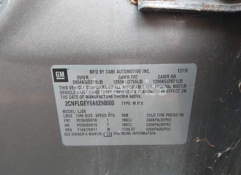 Photo 9 of 2010 Chevrolet Equinox LTZ (VIN 2CNFLGEY6A6290600)