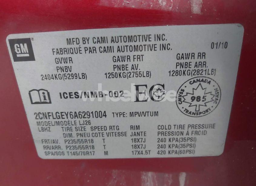 Photo 9 of 2010 Chevrolet Equinox LTZ (VIN 2CNFLGEY6A6291004)