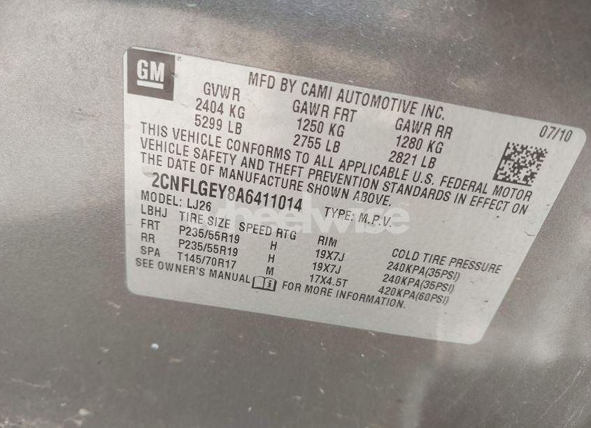 Photo 9 of 2010 Chevrolet Equinox LTZ (VIN 2CNFLGEY8A6411014)