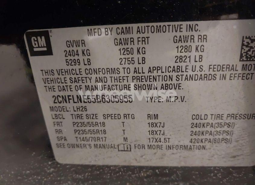 Photo 9 of 2011 Chevrolet Equinox 2LT (VIN 2CNFLNE55B6305955)