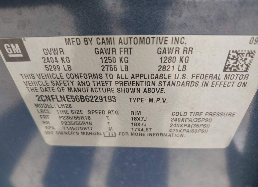 Photo 9 of 2011 Chevrolet Equinox 2LT (VIN 2CNFLNE56B6229193)