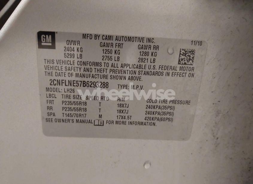 Photo 9 of 2011 Chevrolet Equinox 2LT (VIN 2CNFLNE57B6293288)