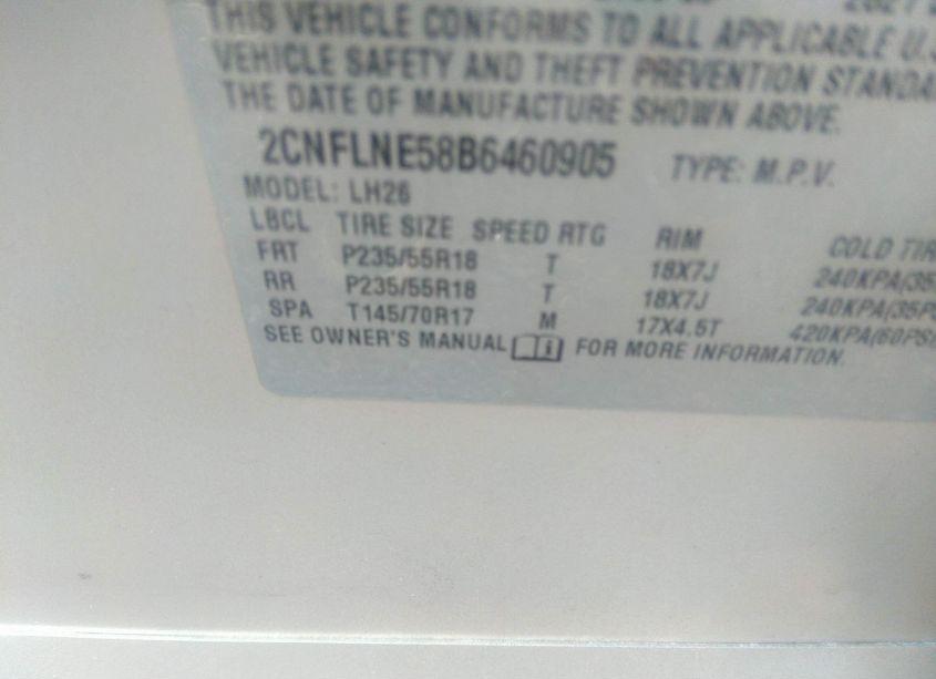 Photo 9 of 2011 Chevrolet Equinox 2LT (VIN 2CNFLNE58B6460905)