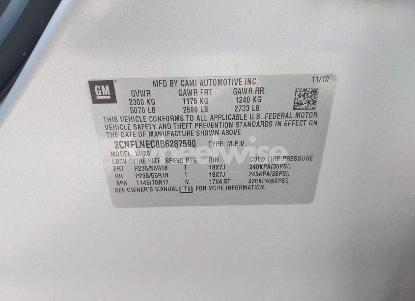 Photo 9 of 2011 Chevrolet Equinox 2LT (VIN 2CNFLNEC0B6287590)