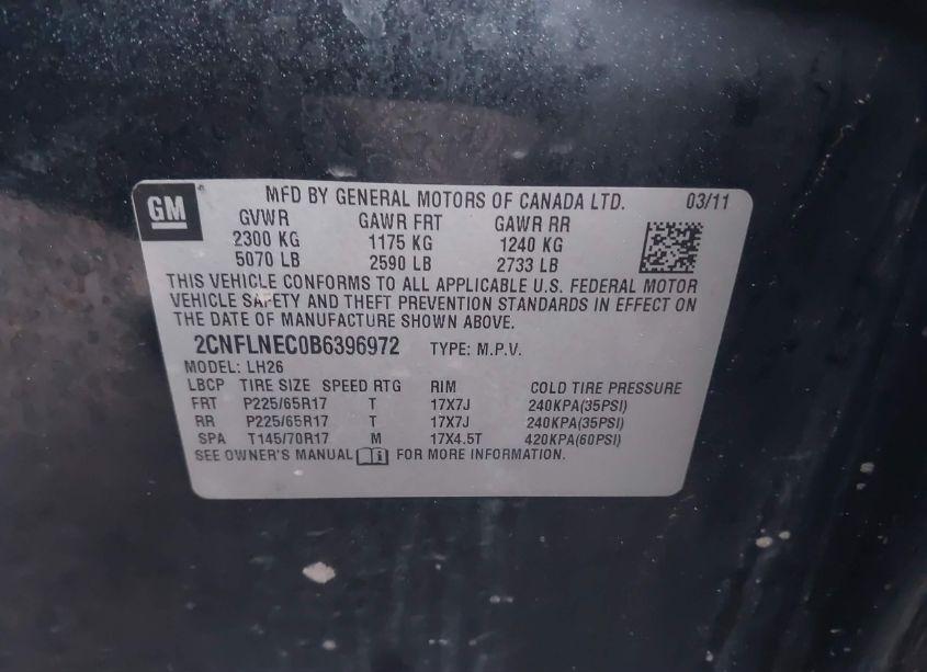 Photo 9 of 2011 Chevrolet Equinox 2LT (VIN 2CNFLNEC0B6396972)