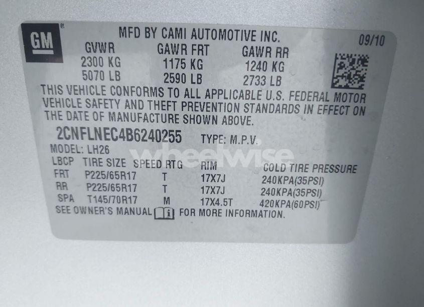 Photo 9 of 2011 Chevrolet Equinox 2LT (VIN 2CNFLNEC4B6240255)