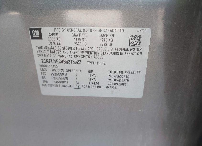 Photo 9 of 2011 Chevrolet Equinox 2LT (VIN 2CNFLNEC4B6373923)