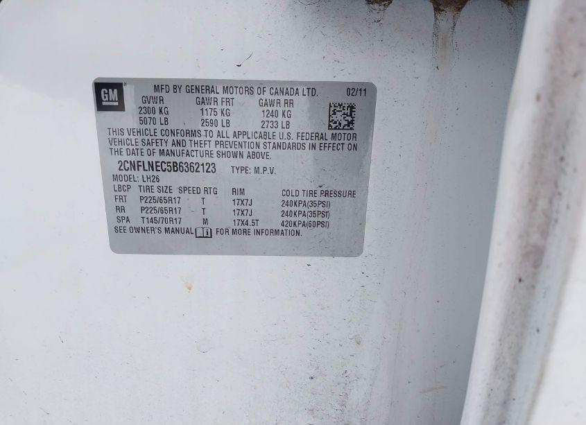 Photo 9 of 2011 Chevrolet Equinox 2LT (VIN 2CNFLNEC5B6362123)