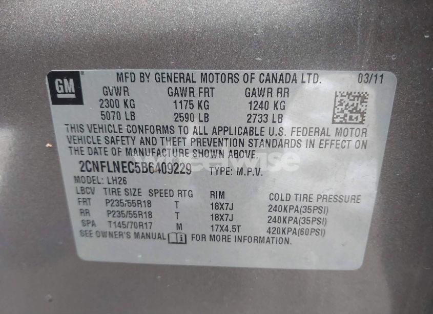 Photo 9 of 2011 Chevrolet Equinox 2LT (VIN 2CNFLNEC5B6409229)