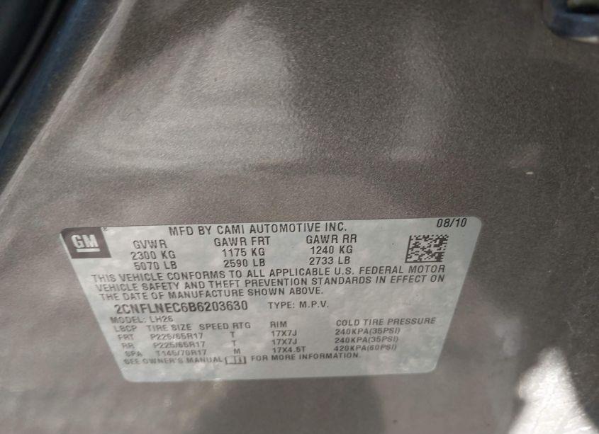 Photo 9 of 2011 Chevrolet Equinox 2LT (VIN 2CNFLNEC6B6203630)