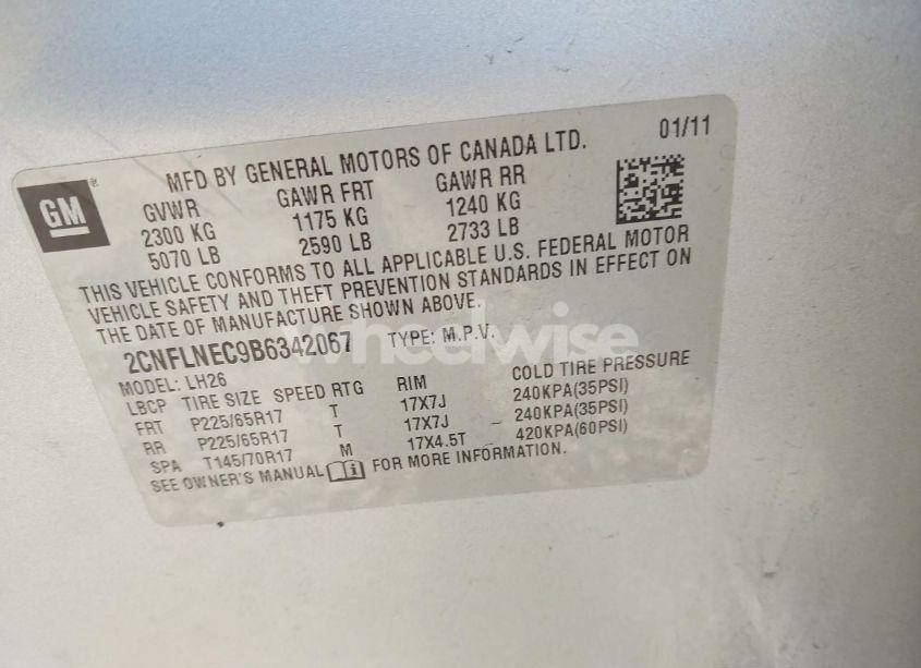 Photo 9 of 2011 Chevrolet Equinox 2LT (VIN 2CNFLNEC9B6342067)