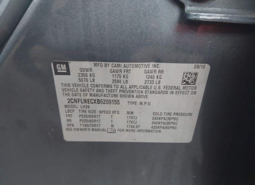 Photo 9 of 2011 Chevrolet Equinox 2LT (VIN 2CNFLNECXB6209155)