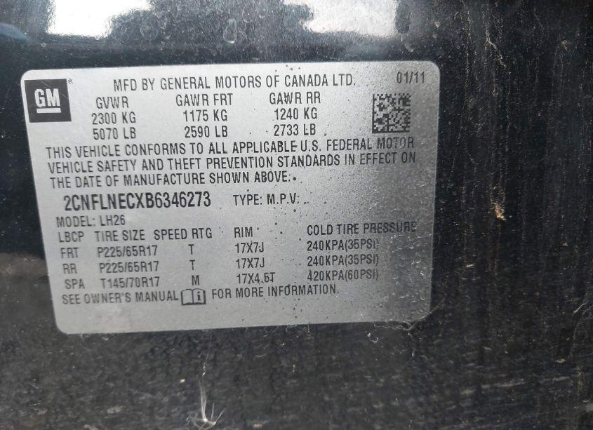 Photo 9 of 2011 Chevrolet Equinox 2LT (VIN 2CNFLNECXB6346273)