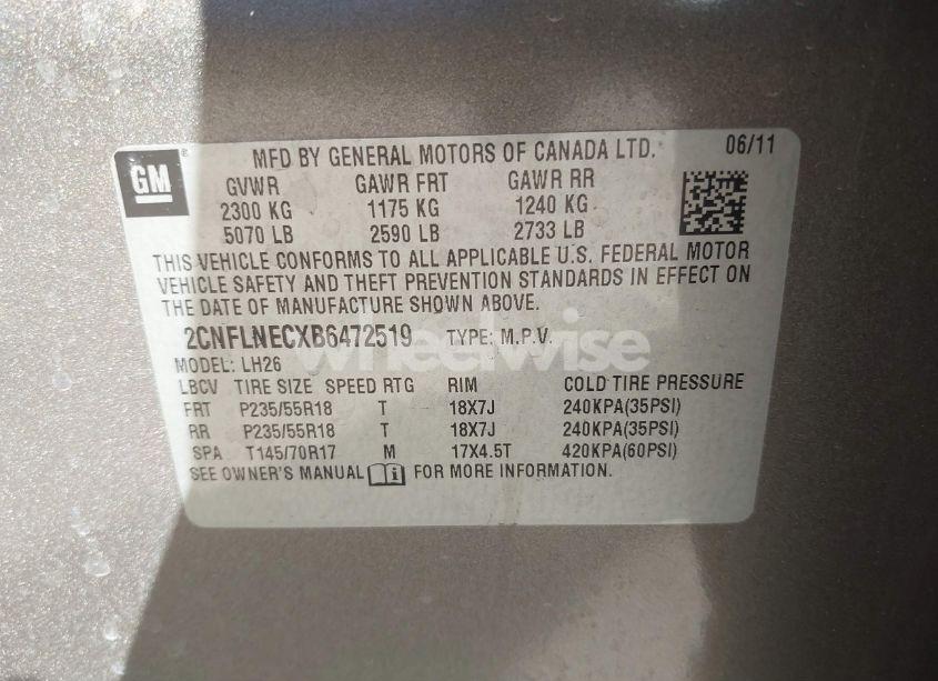 Photo 9 of 2011 Chevrolet Equinox 2LT (VIN 2CNFLNECXB6472519)