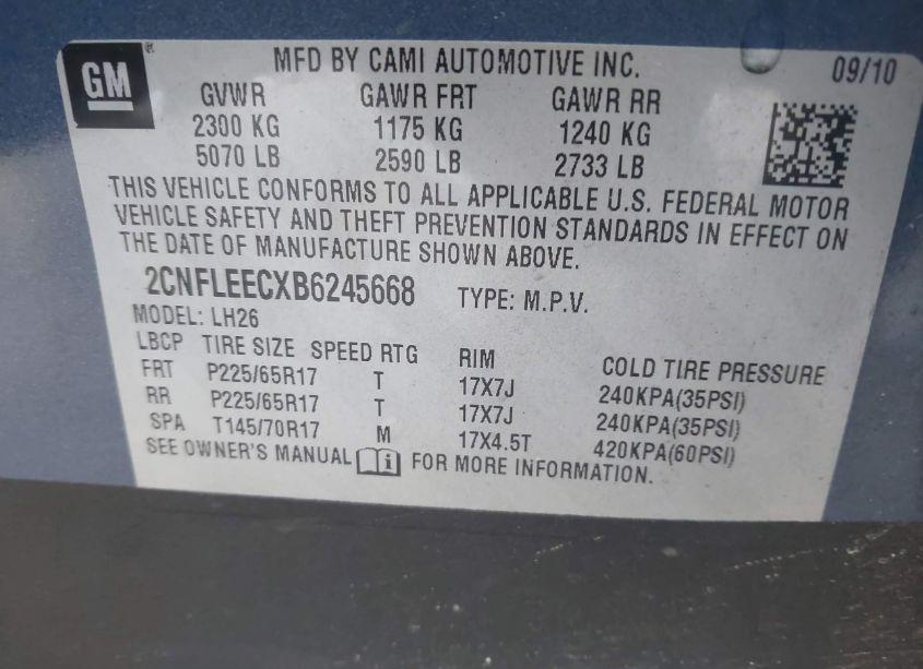 Photo 9 of 2010 Chevrolet Equinox LT (VIN 2CNFLNEW2A6216769)