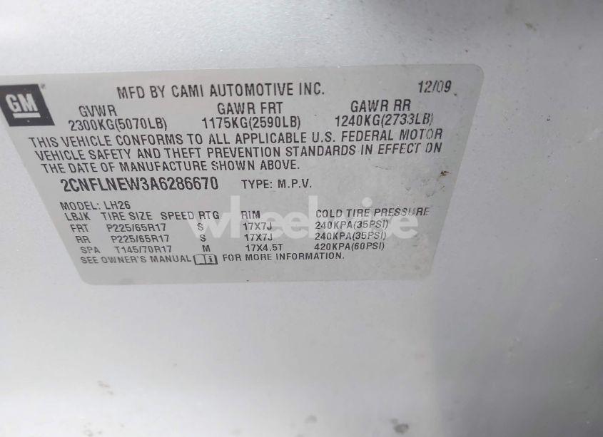 Photo 9 of 2010 Chevrolet Equinox LT (VIN 2CNFLNEW3A6286670)