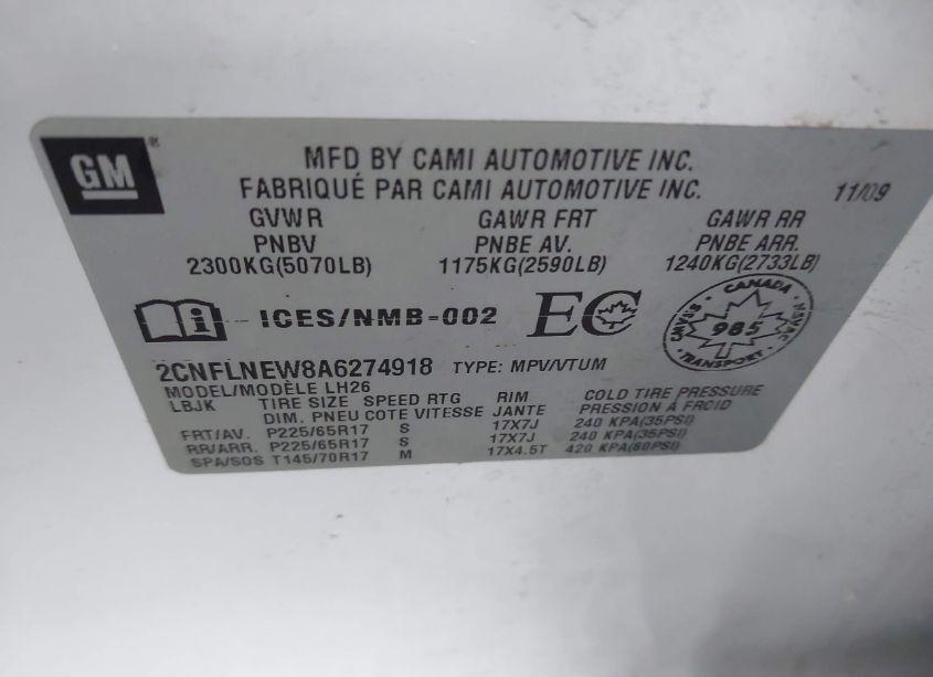 Photo 9 of 2010 Chevrolet Equinox LT (VIN 2CNFLNEW8A6274918)