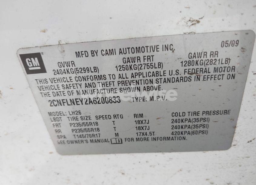 Photo 9 of 2010 Chevrolet Equinox LT (VIN 2CNFLNEY2A6200833)