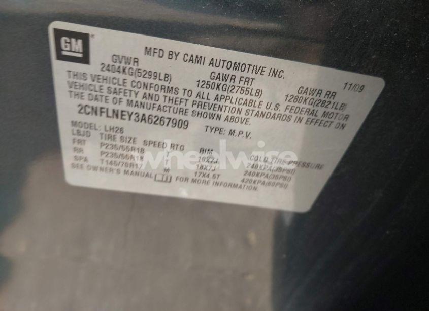 Photo 9 of 2010 Chevrolet Equinox LT (VIN 2CNFLNEY3A6267909)