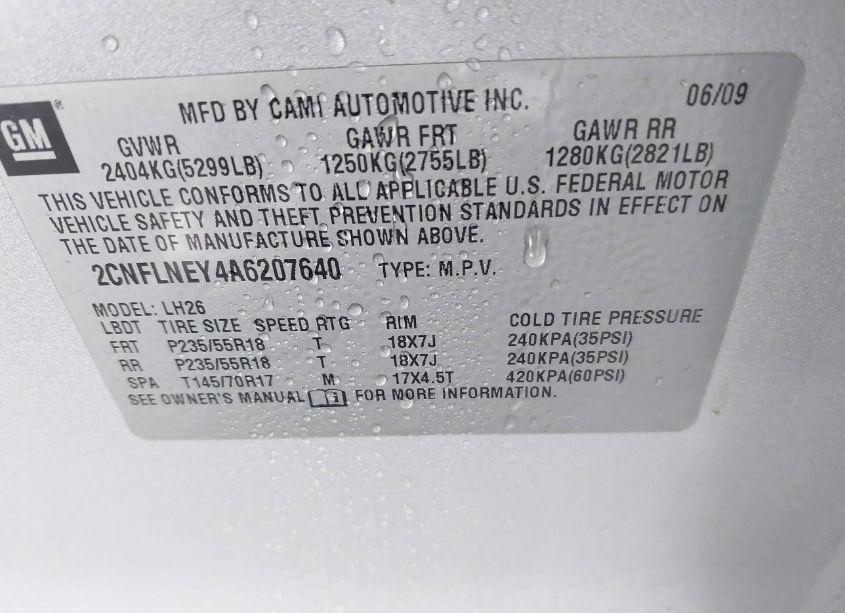 Photo 9 of 2010 Chevrolet Equinox LT (VIN 2CNFLNEY4A6207640)