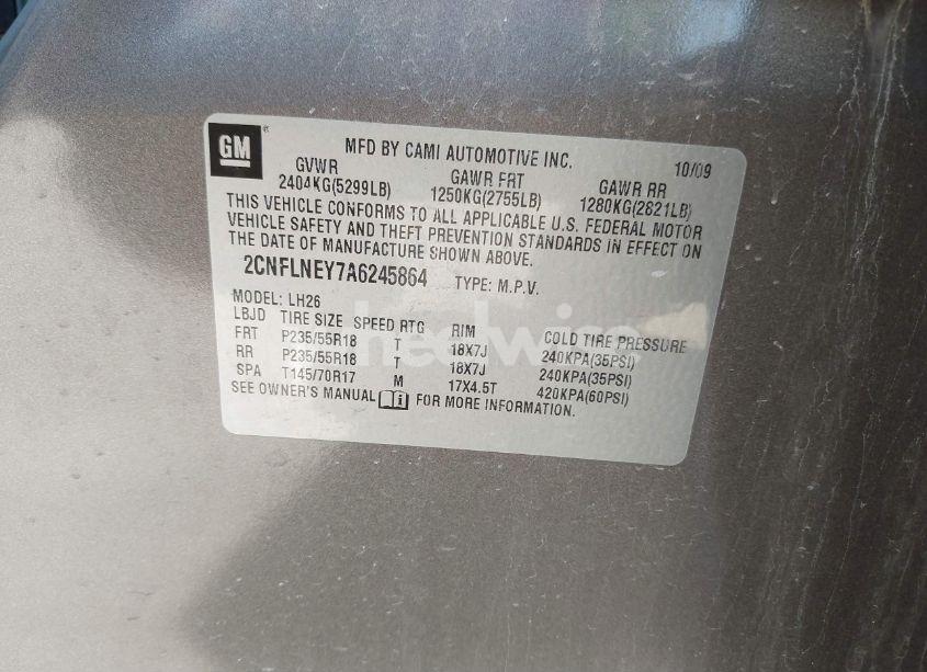 Photo 9 of 2010 Chevrolet Equinox LT (VIN 2CNFLNEY7A6245864)