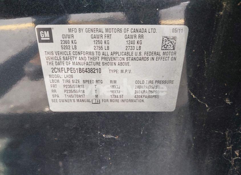 Photo 9 of 2011 Chevrolet Equinox 2LT (VIN 2CNFLPE51B6438210)