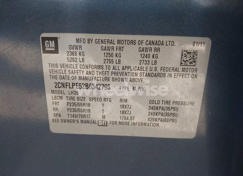 Photo 9 of 2011 Chevrolet Equinox 2LT (VIN 2CNFLPE52B6342795)