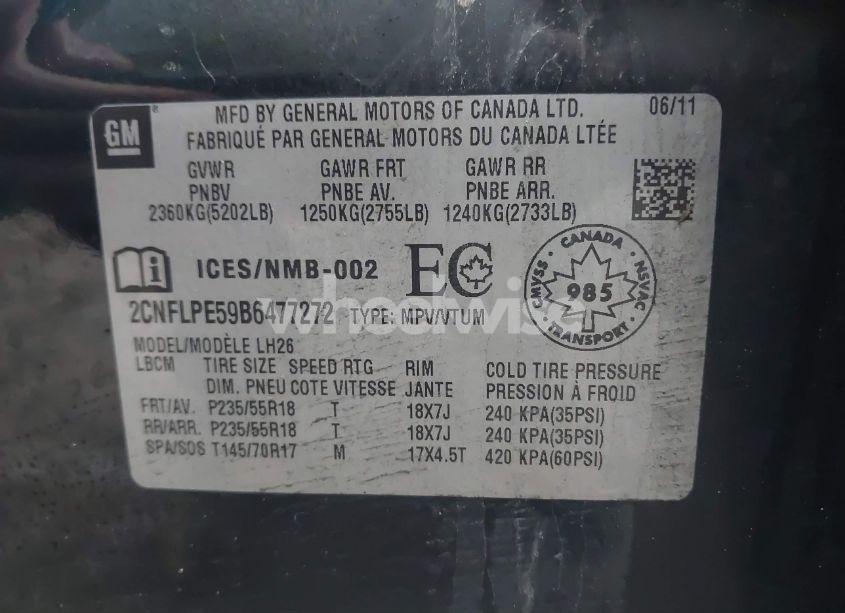 Photo 9 of 2011 Chevrolet Equinox 2LT (VIN 2CNFLPE59B6477272)