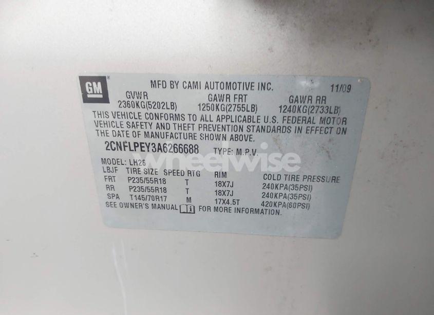 Photo 9 of 2010 Chevrolet Equinox LT (VIN 2CNFLPEY3A6266688)