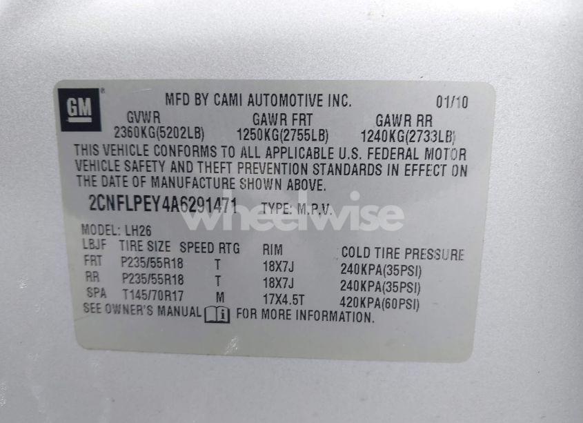 Photo 9 of 2010 Chevrolet Equinox LT (VIN 2CNFLPEY4A6291471)