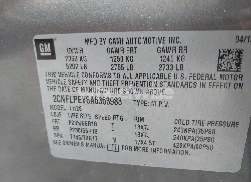 Photo 9 of 2010 Chevrolet Equinox LT (VIN 2CNFLPEY8A6363983)