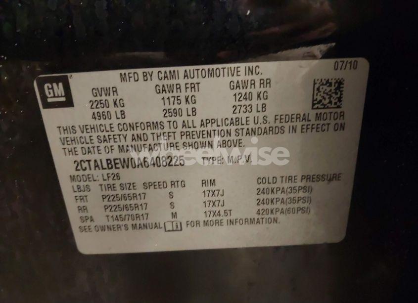 Photo 9 of 2010 Gmc Terrain SLE-1 (VIN 2CTALBEW0A6408225)