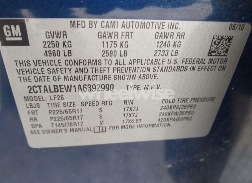 Photo 9 of 2010 Gmc Terrain SLE-1 (VIN 2CTALBEW1A6392990)