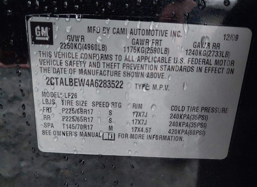 Photo 9 of 2010 Gmc Terrain SLE-1 (VIN 2CTALBEW4A6283522)
