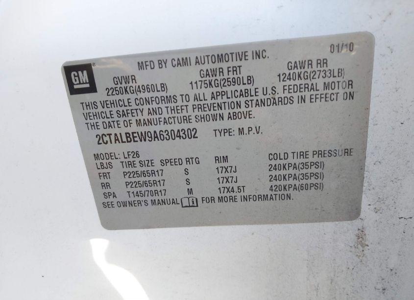 Photo 9 of 2010 Gmc Terrain SLE-1 (VIN 2CTALBEW9A6304302)