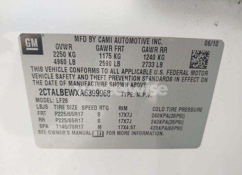 Photo 9 of 2010 Gmc Terrain SLE-1 (VIN 2CTALBEWXA6399968)