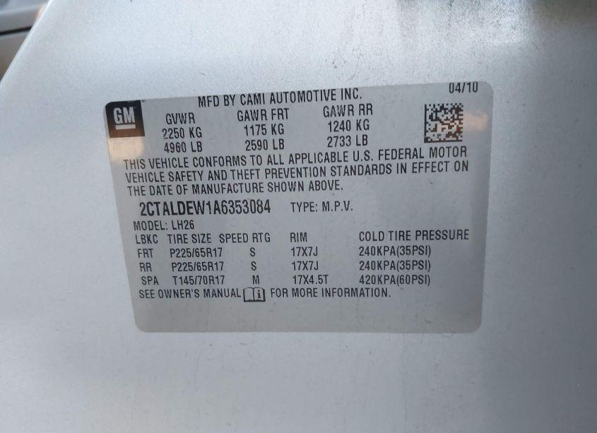 Photo 9 of 2010 Gmc Terrain SLE-2 (VIN 2CTALDEW1A6353084)