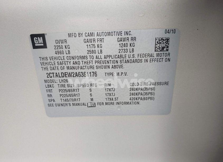 Photo 9 of 2010 Gmc Terrain SLE-2 (VIN 2CTALDEW2A6361176)