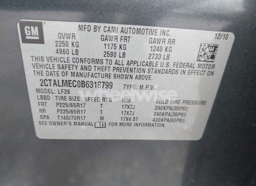 Photo 9 of 2011 Gmc Terrain SLE-1 (VIN 2CTALMEC0B6318799)