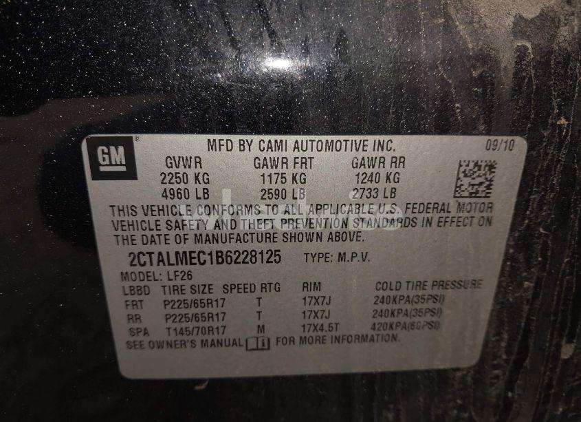 Photo 9 of 2011 Gmc Terrain SLE-1 (VIN 2CTALMEC1B6228125)